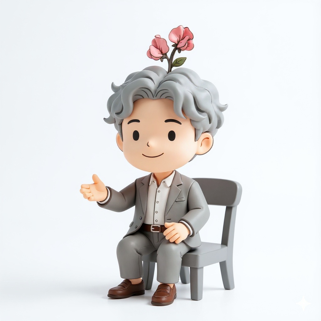 はなパパが隣に座って、手を差し出しながら話を聞いているイラスト